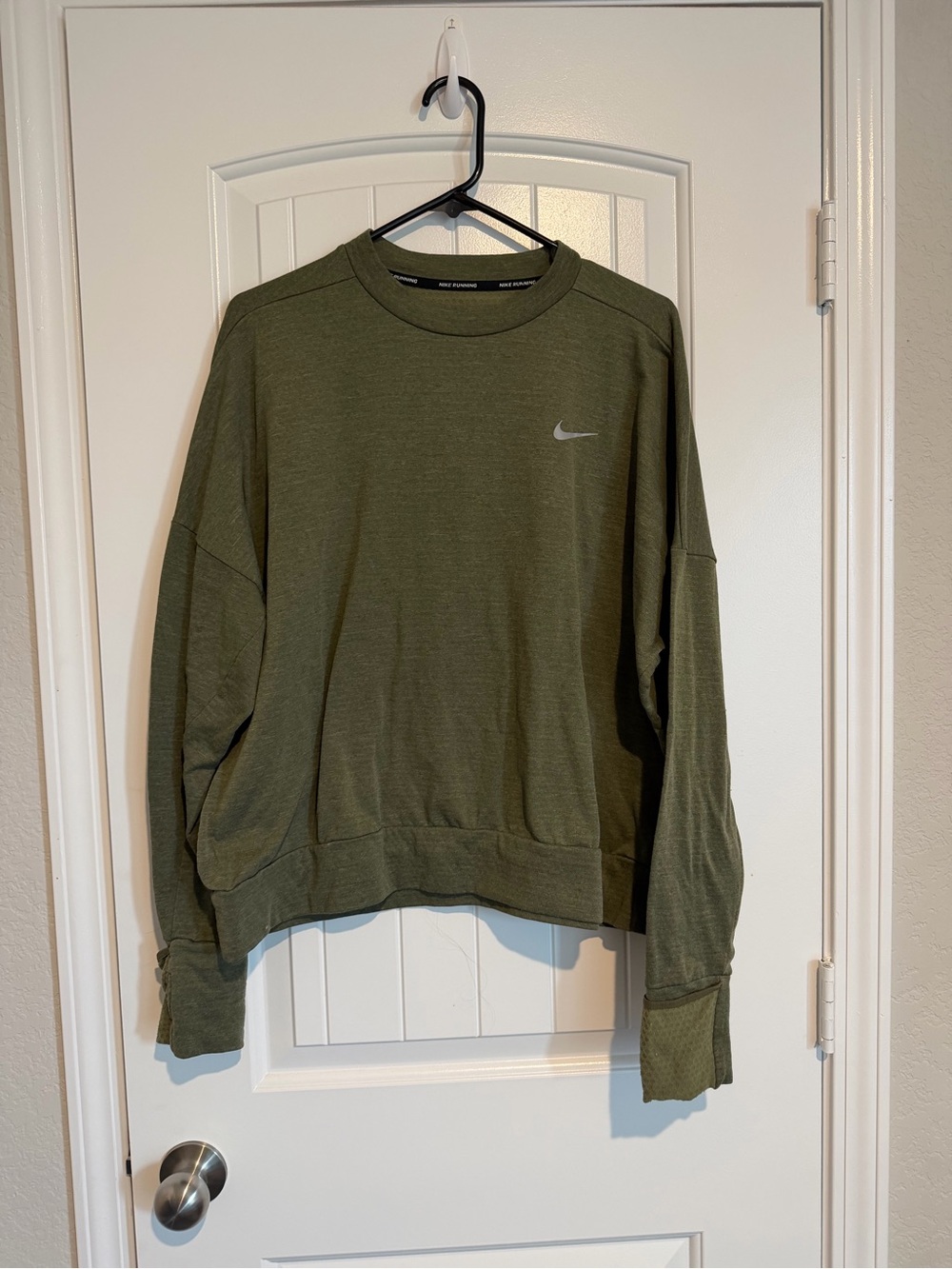 Nike Olive Crewneck Sweatshirt with Subtle Swoosh